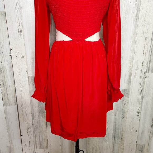 NWT Shahida Parides Cut Out Mini Dress Red Silk Beach Resort Vacation Size S - Picture 6 of 15